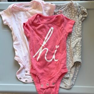 Carter's Trio of Baby One-Pieces in Pink, Hot Pink & Gray